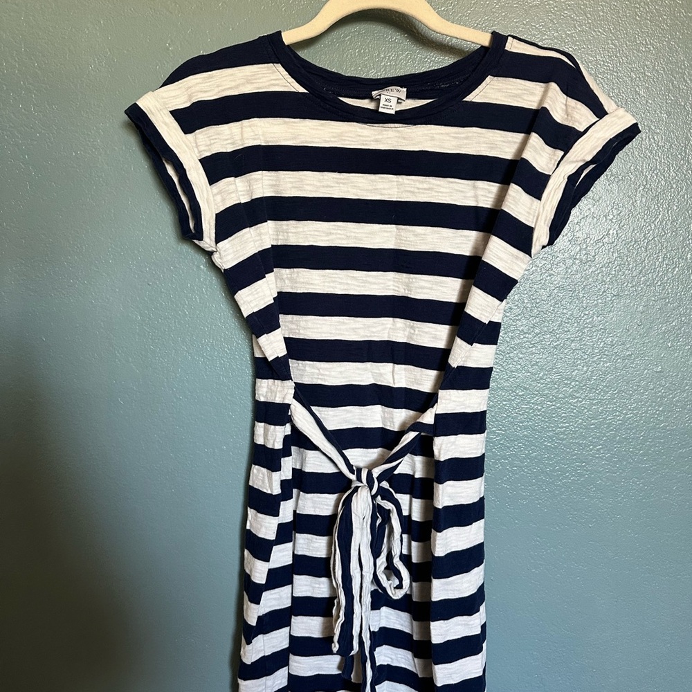 J. Crew Navy and White Striped Mini Dress